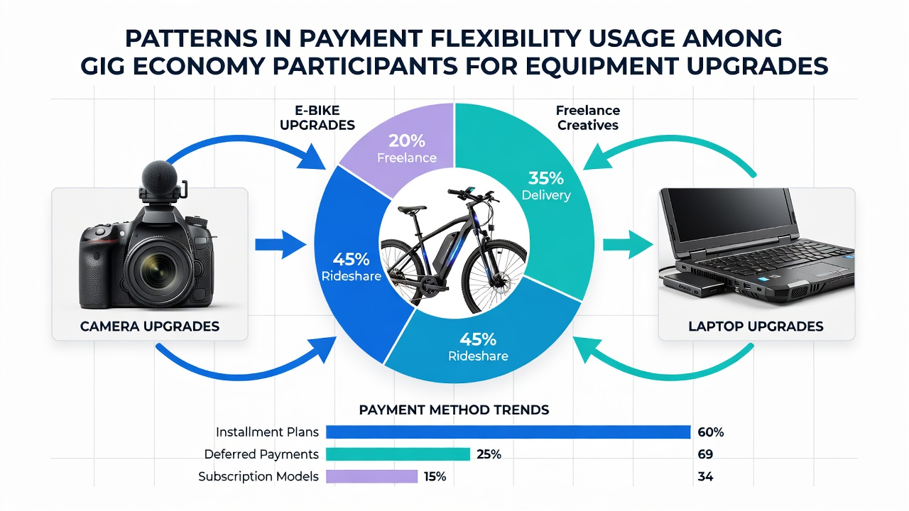 Chart displaying payment flexibility adoption rates among gig workers across transportation, creative, and logistics sectors in 2026